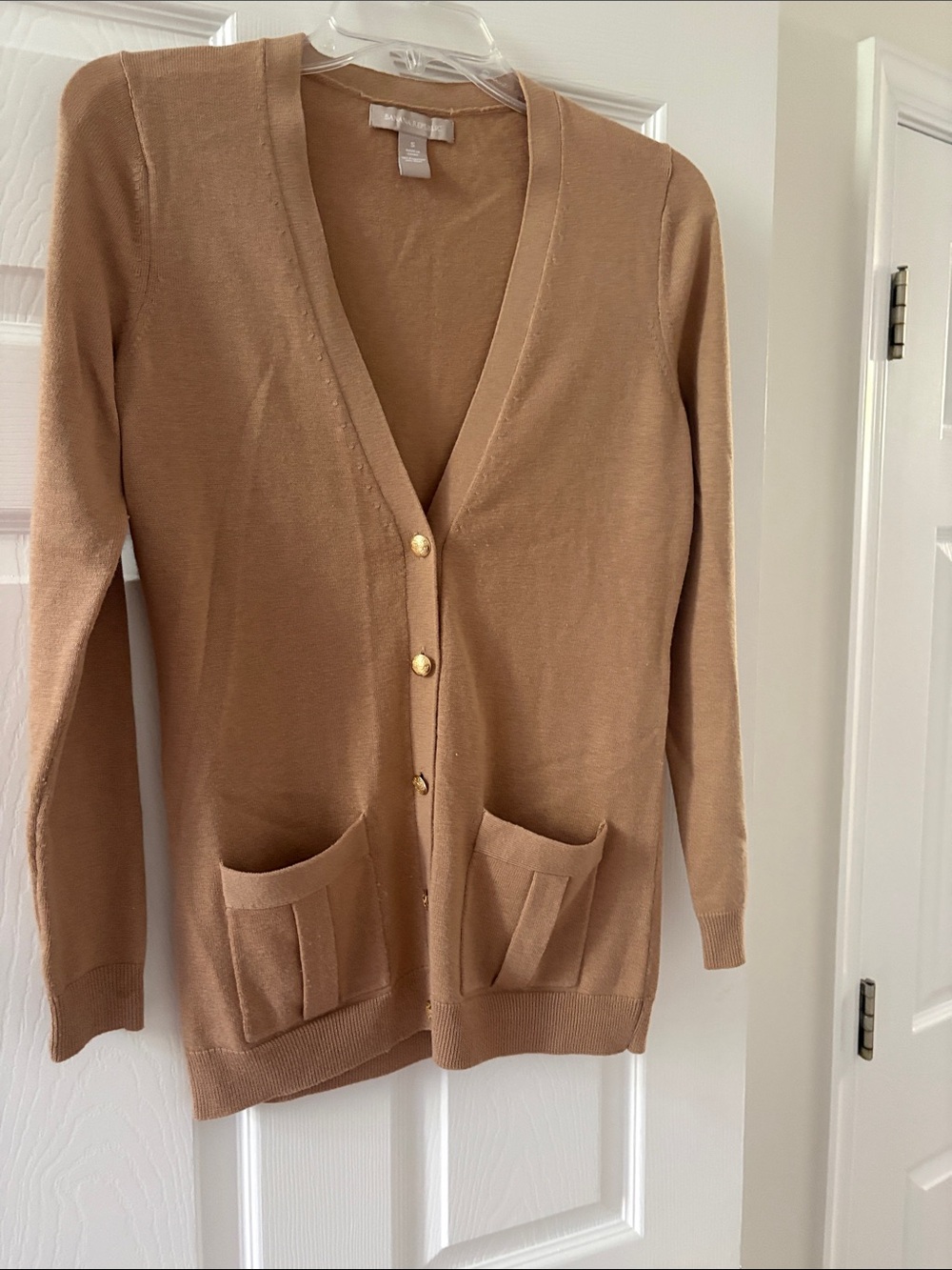 Light Brown Women's V-Neck Button Cardigan Sweater